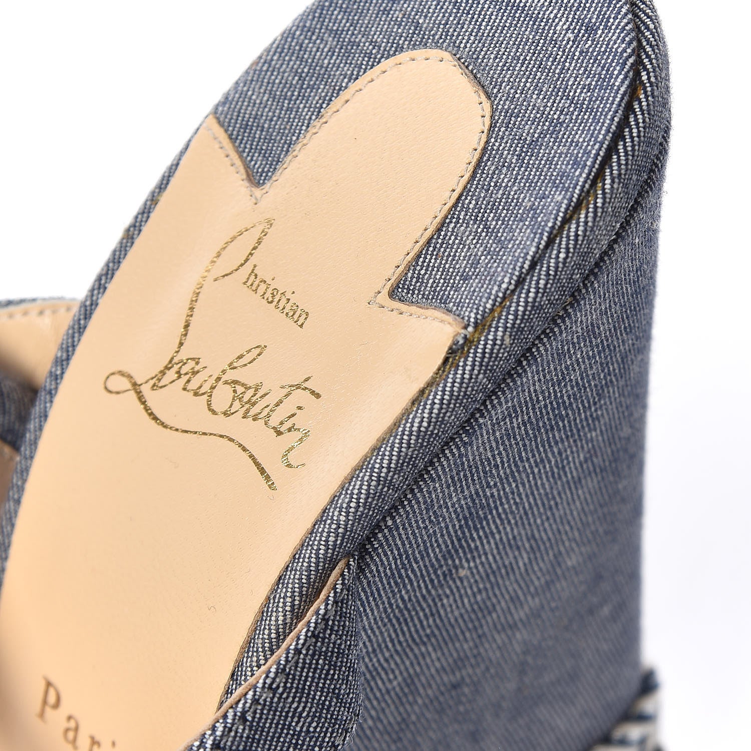 Christian Louboutin Denim Pyraclou 140 Wedge Sandals 40 Blue White 11 of 12