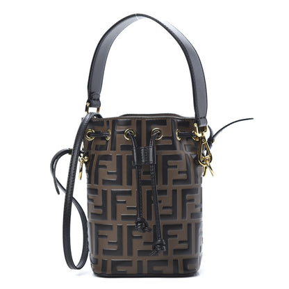 Fendi Vitello Liberty F is Fendi Bi-Color FF 1974 Embossed Mini Mon Tresor Bucket Bag Maya Black 1 of 11