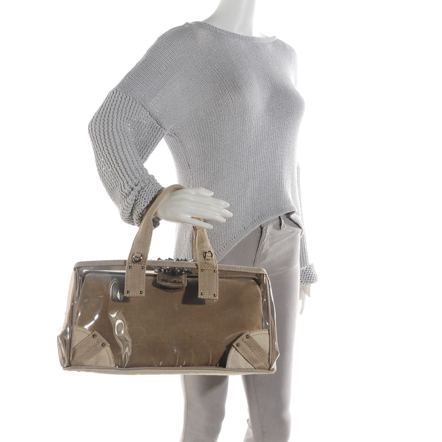 Canvas Plexiglass Crystal Cluster Tote Fume