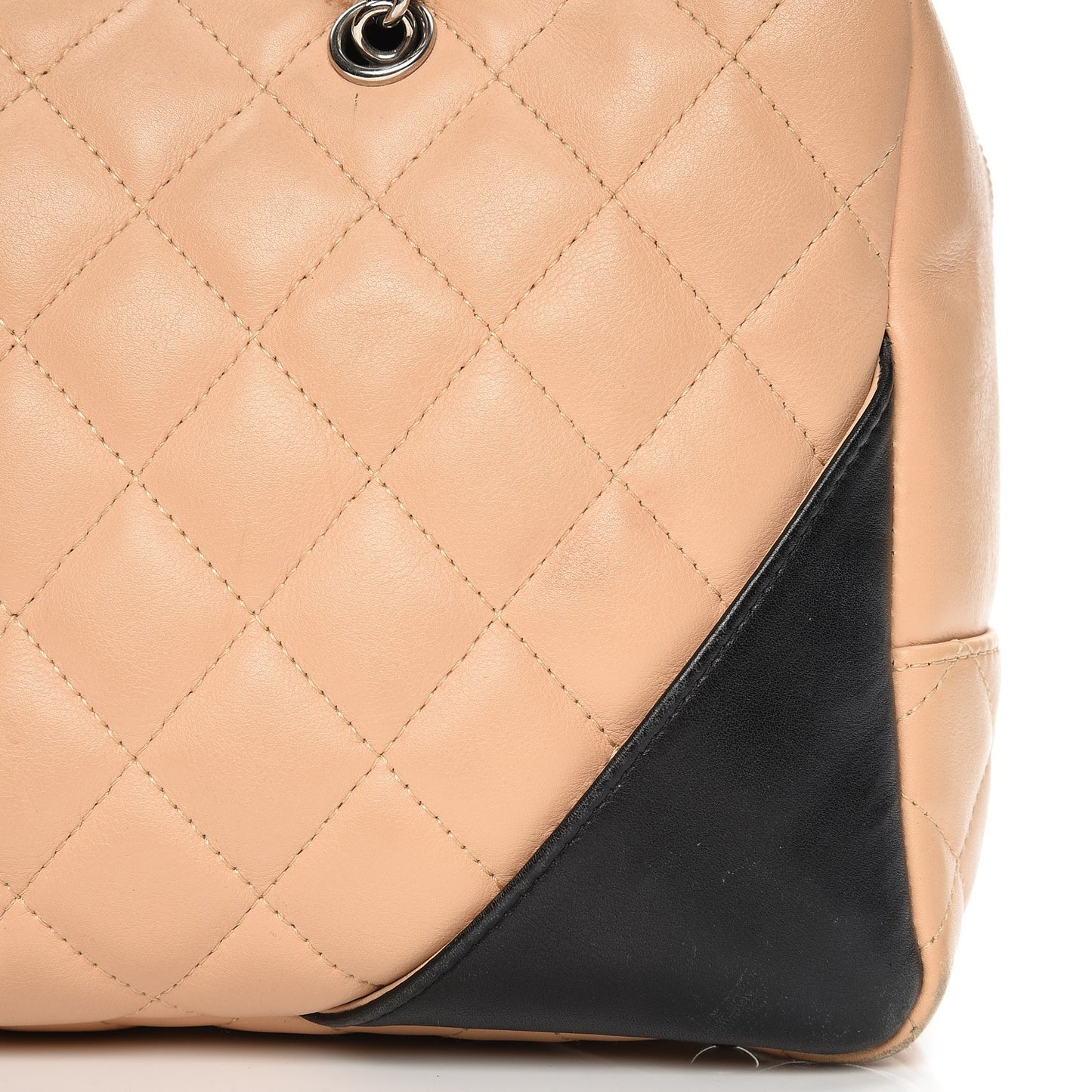 Calfskin Quilted Large Cambon Bowler Beige Black