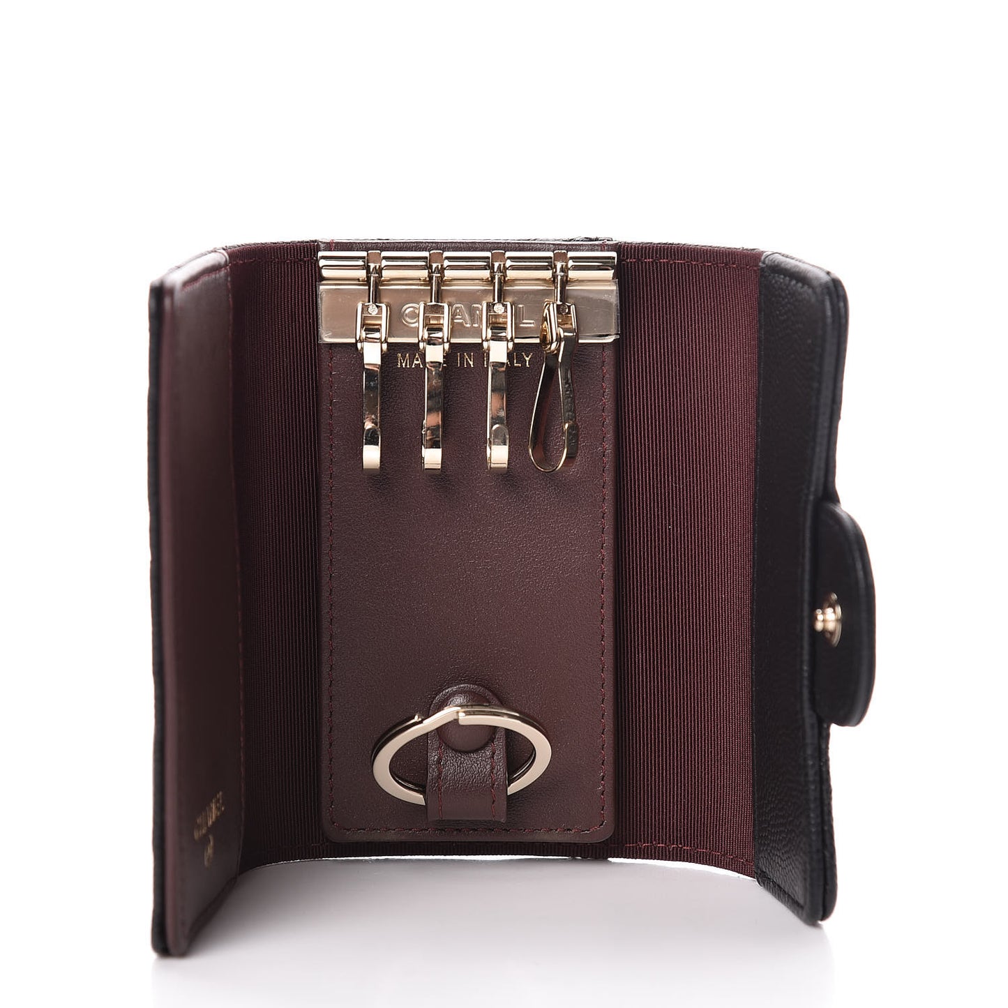 Caviar Quilted Classic 4 Key Holder Wallet Black