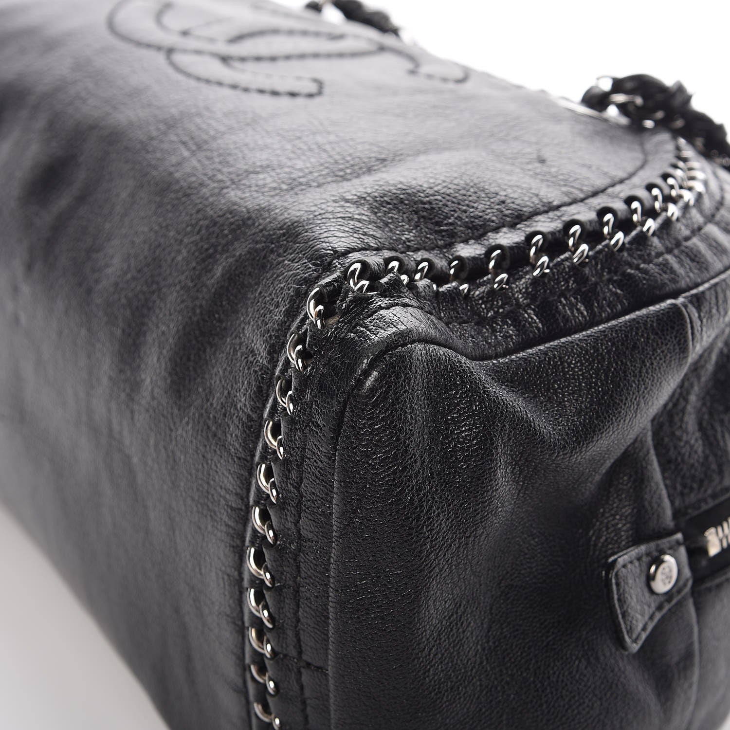 Chanel Metallic Goatskin Medium Luxe Ligne Bowler Black 11 of 12