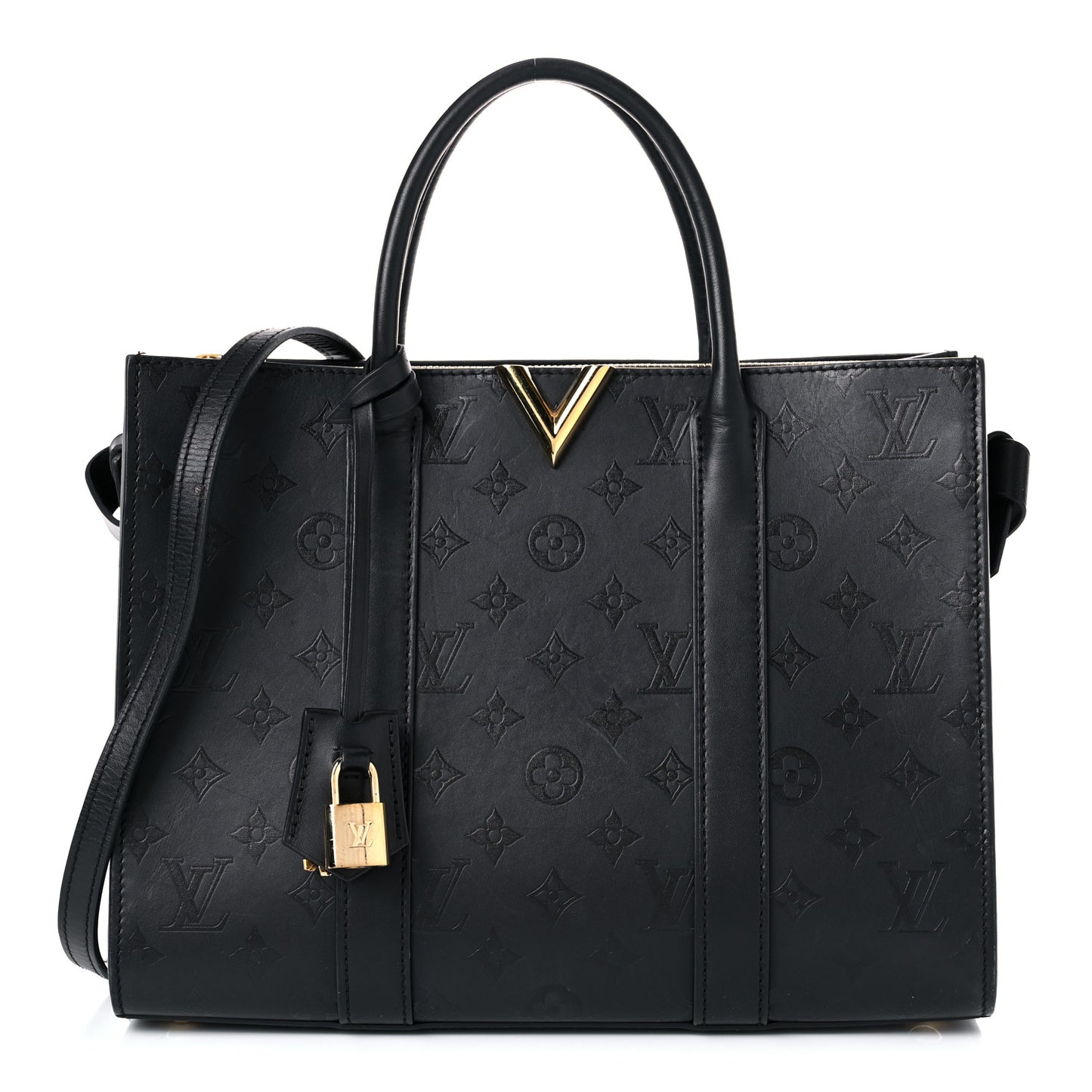 Monogram Cuir Plume Very Tote MM Black