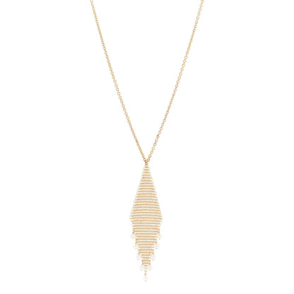Tiffany 18K Yellow Gold Freshwater Cultured Pearl Elsa Peretti Mesh Fringe Pendant Necklace 1 of 5