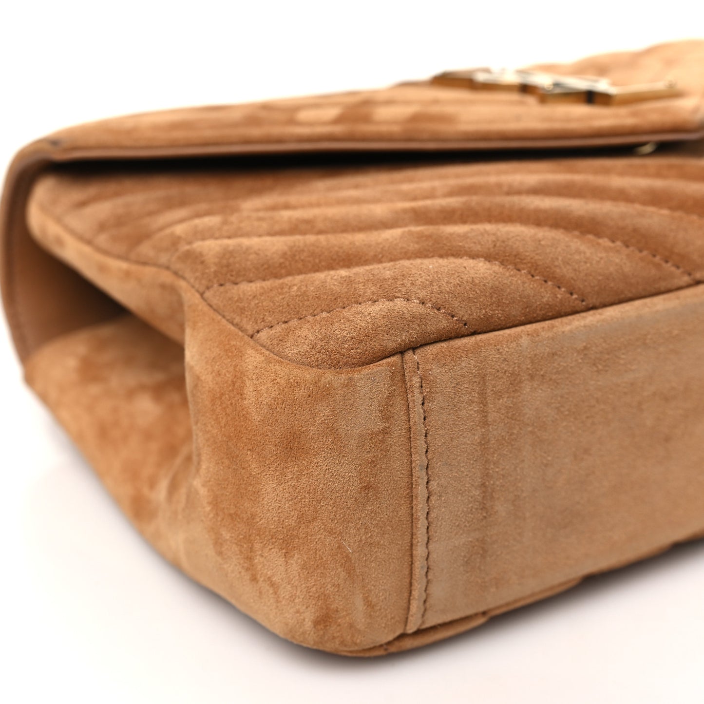 Suede Matelasse Chevron Monogram Medium College Bag Cinnamon