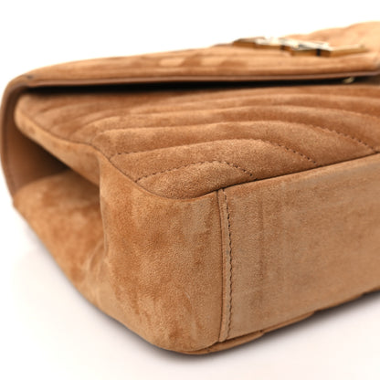 Saint Laurent Suede Matelasse Chevron Monogram Medium College Bag Cinnamon 9 of 10