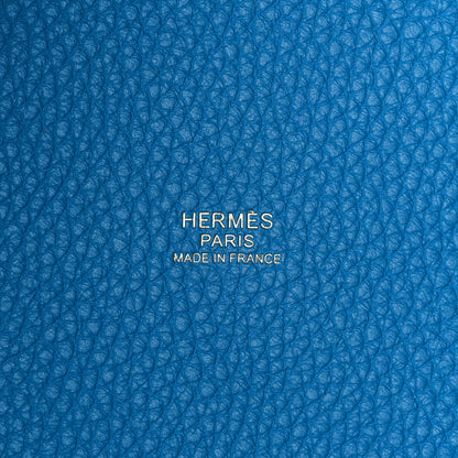 Hermes Taurillon Clemence Casaque Picotin Lock 18 PM Bleu Nuit Black Blue Frida 6 of 8