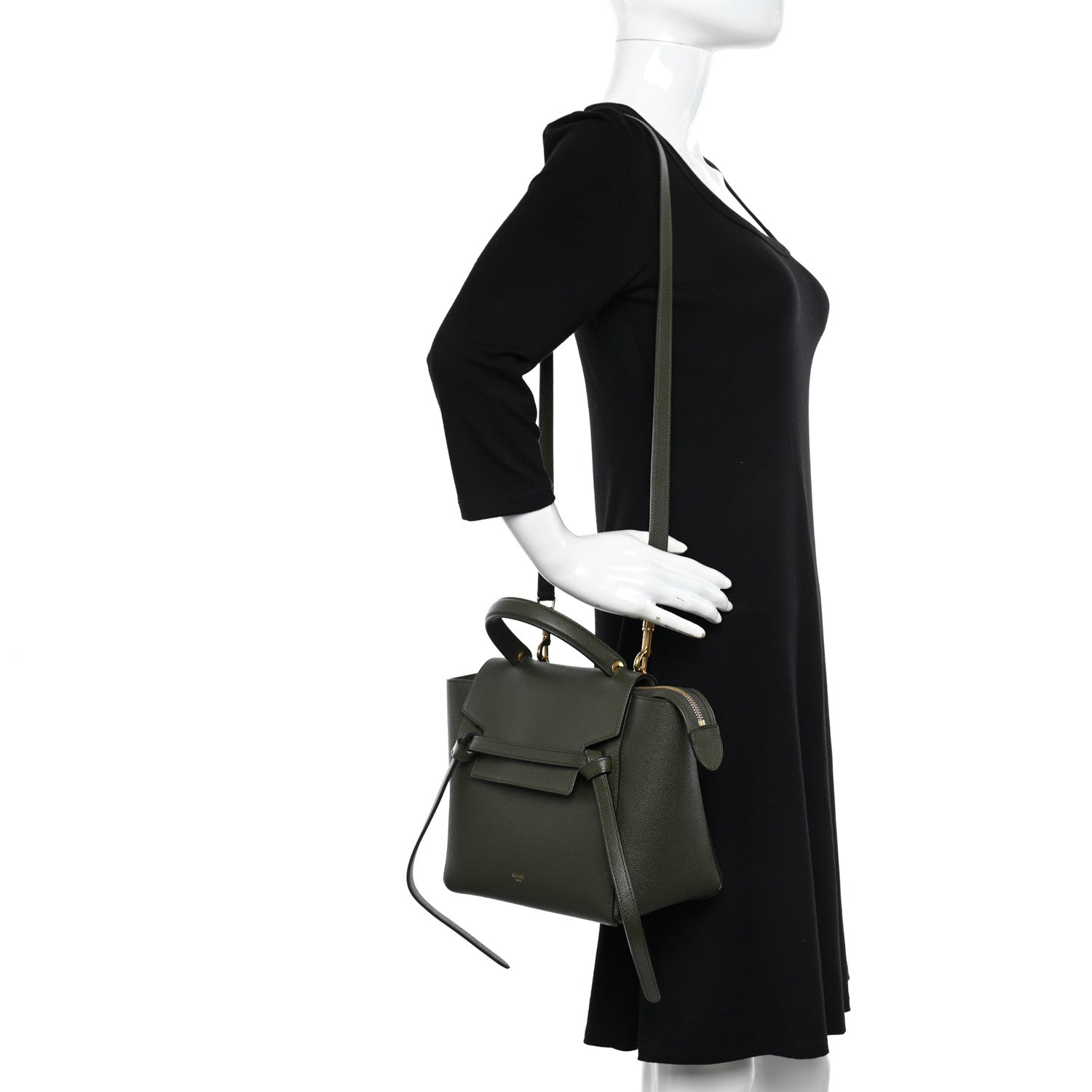 Celine Grained Calfskin Micro Belt Bag Olive 2 of 11