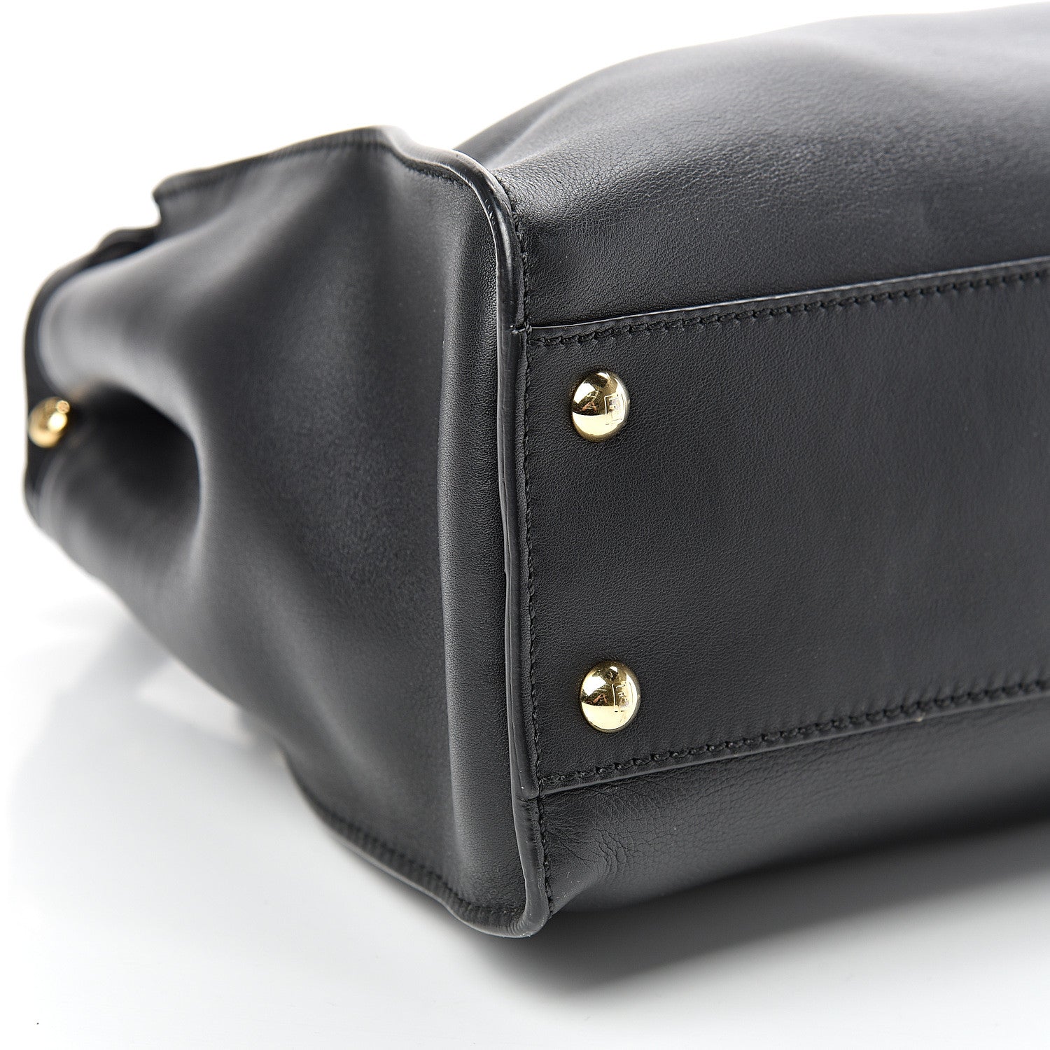Fendi Vitello Seta Shiny Nappa Medium Peekaboo Iconic Satchel Black 9 of 13