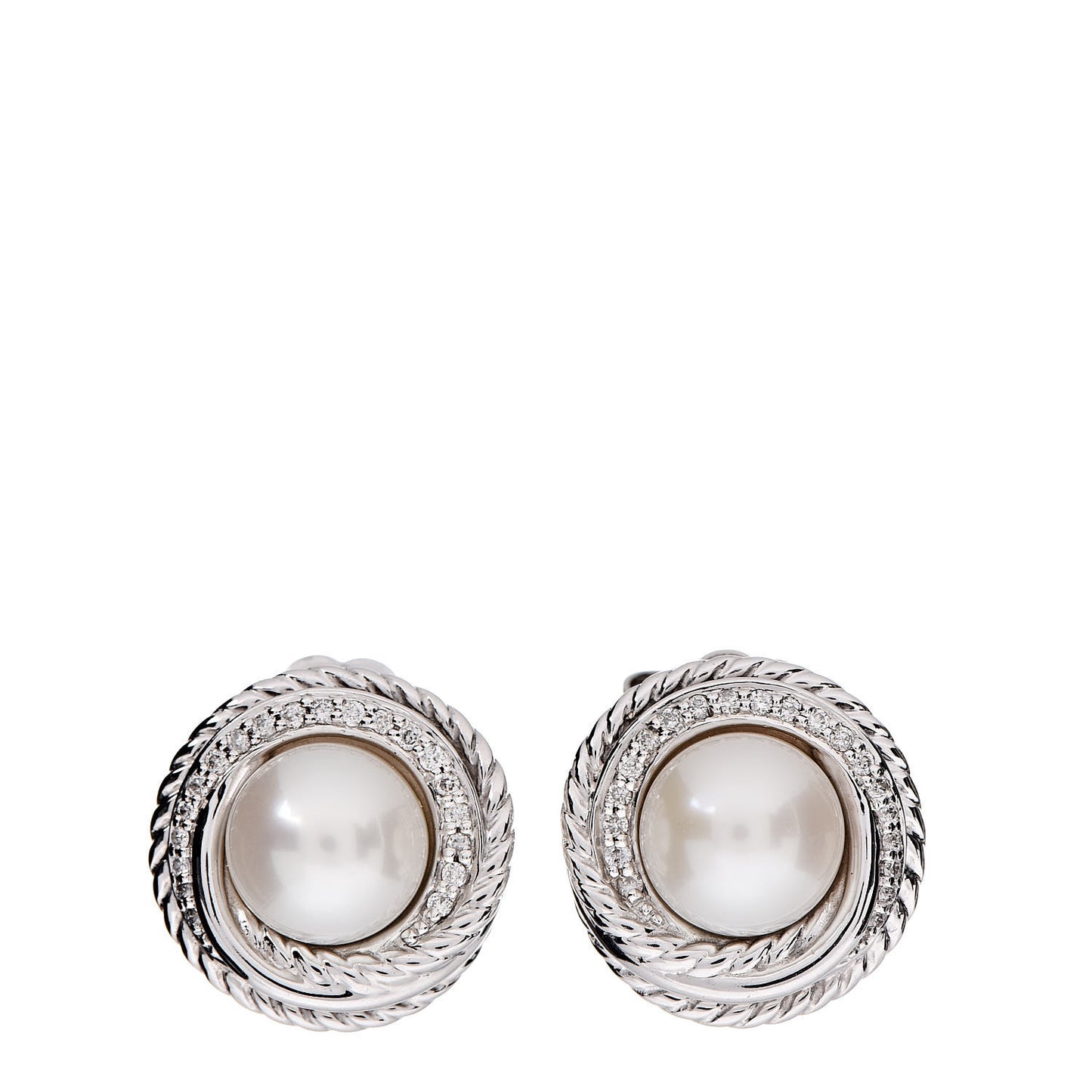 Sterling Silver Diamond Freshwater Pearl Crossover Earrings