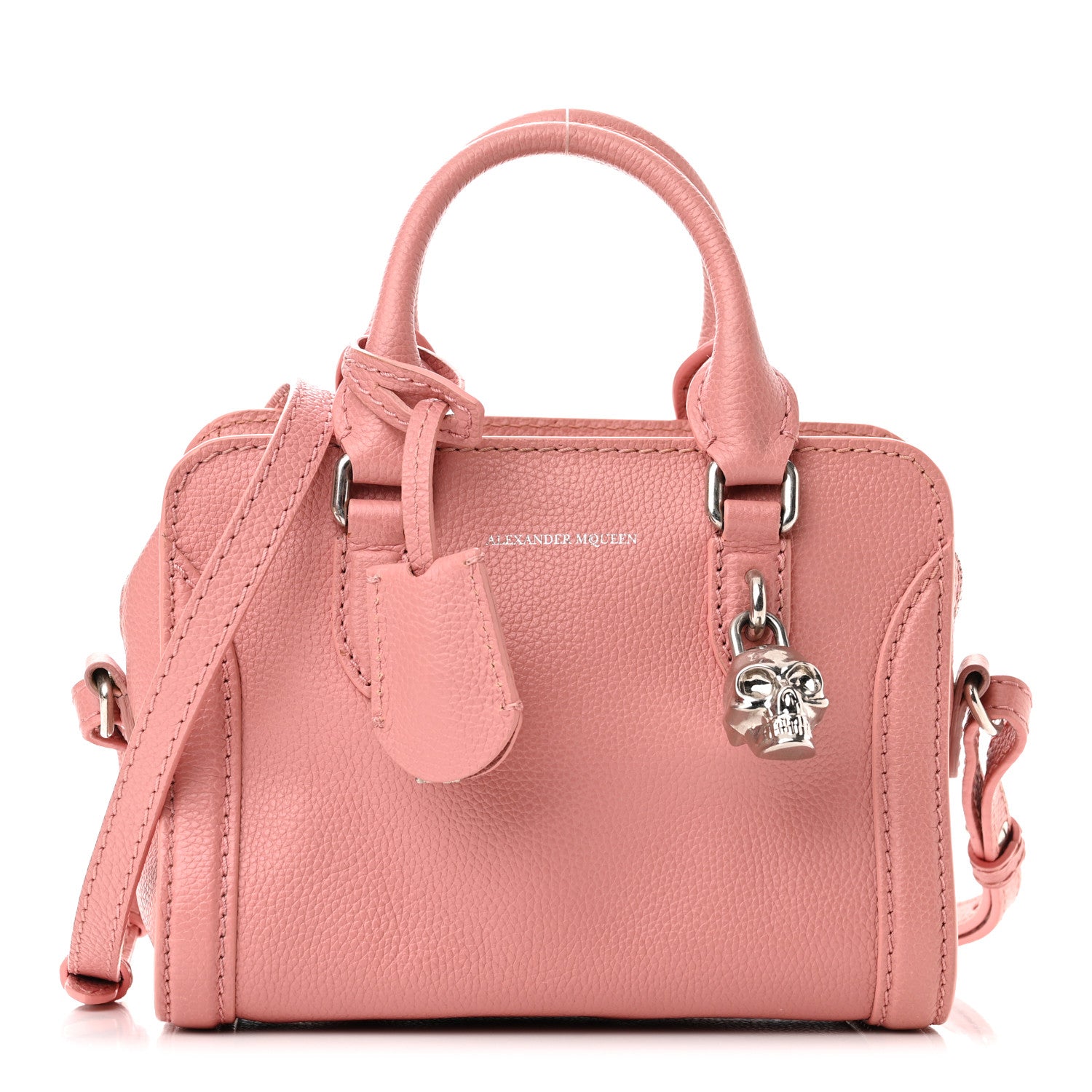 Alexander McQueen Pebbled Calfskin Mini Skull Padlock Zip Around Tote Petal 1 of 10