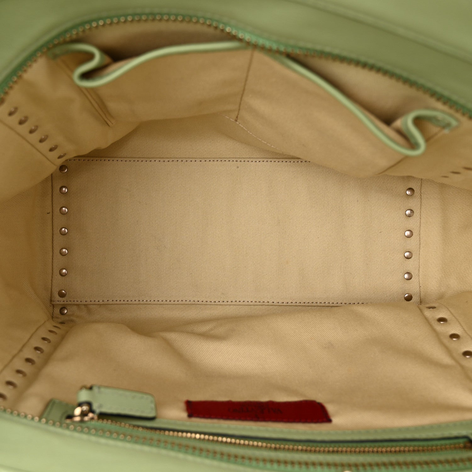 Valentino Garavani Vitello Rockstud Double Handle Tote Green Tea Sorbet 5 of 10