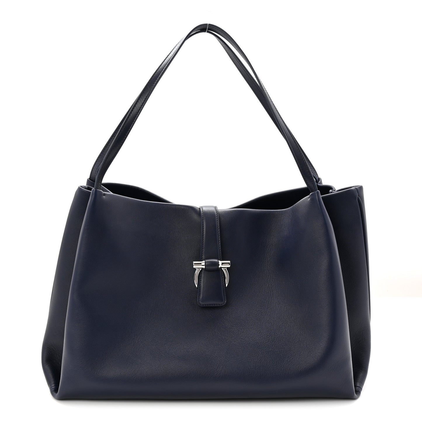 Calfskin Large New Line Tote Navy Blue