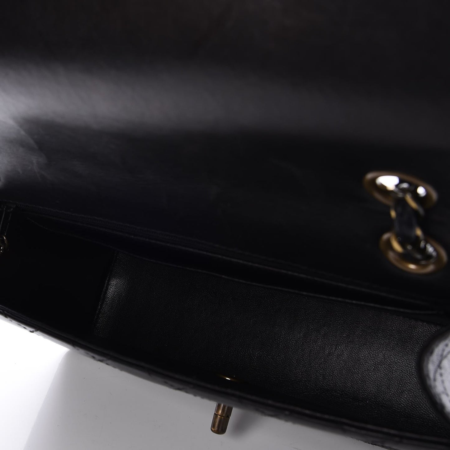 Calfskin Stitched Medium Single Flap Black