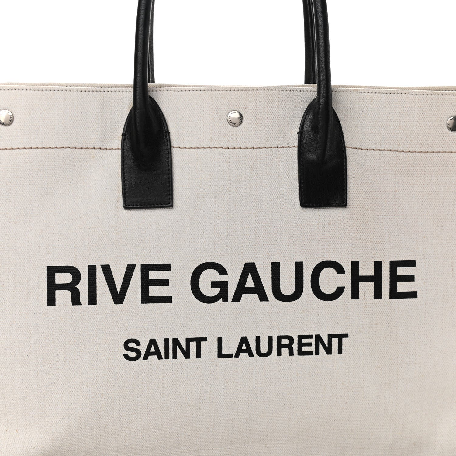 Saint Laurent Linen Calfskin Rive Gauche Tote Optic White 8 of 12