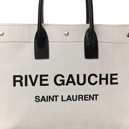 Saint Laurent Linen Calfskin Rive Gauche Tote Optic White 8 of 12