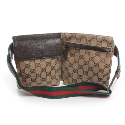 Gucci GG Monogram Web Double Pocket Belt Bag Ebony 1 of 10