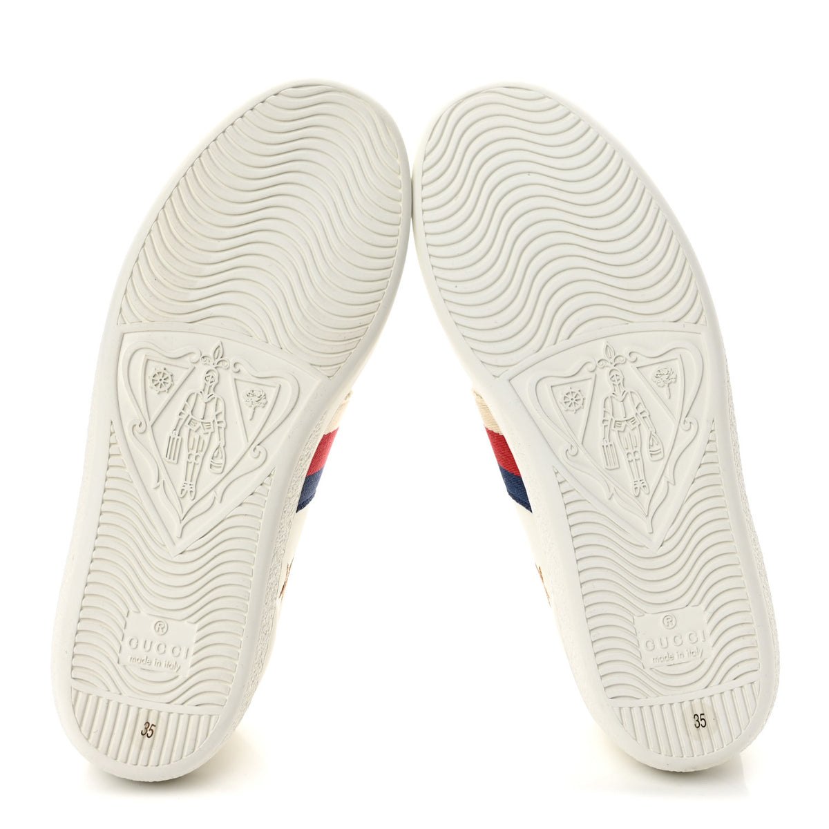 Gucci Calfskin Bee Star Embroidered Sylvie Web Ace Sneakers 35 White 6 of 9