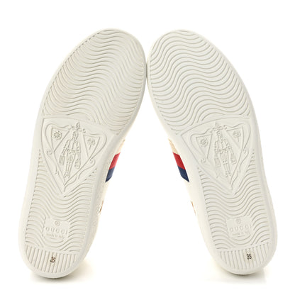 Gucci Calfskin Bee Star Embroidered Sylvie Web Ace Sneakers 35 White 6 of 9
