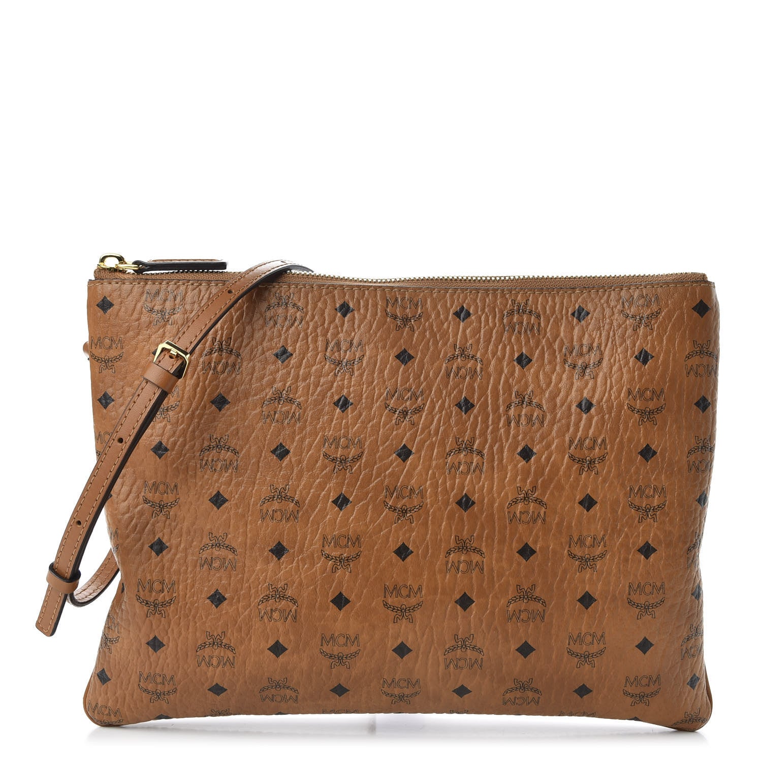 MCM Visetos Medium Crossbody Pouch Cognac 1 of 10