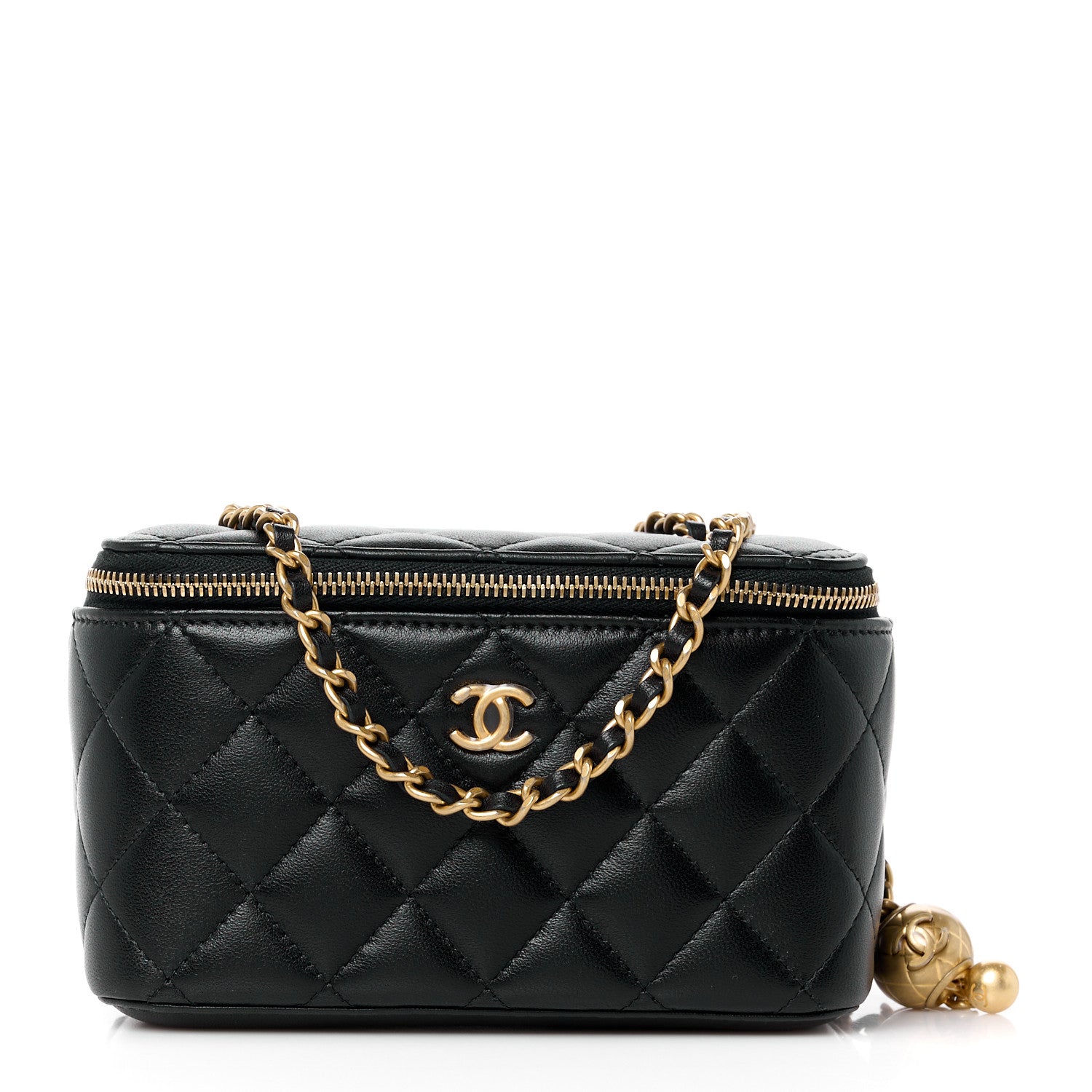 Chanel Lambskin Quilted Pearl Crush Small Vanity Case With Chain Black 1 of 11