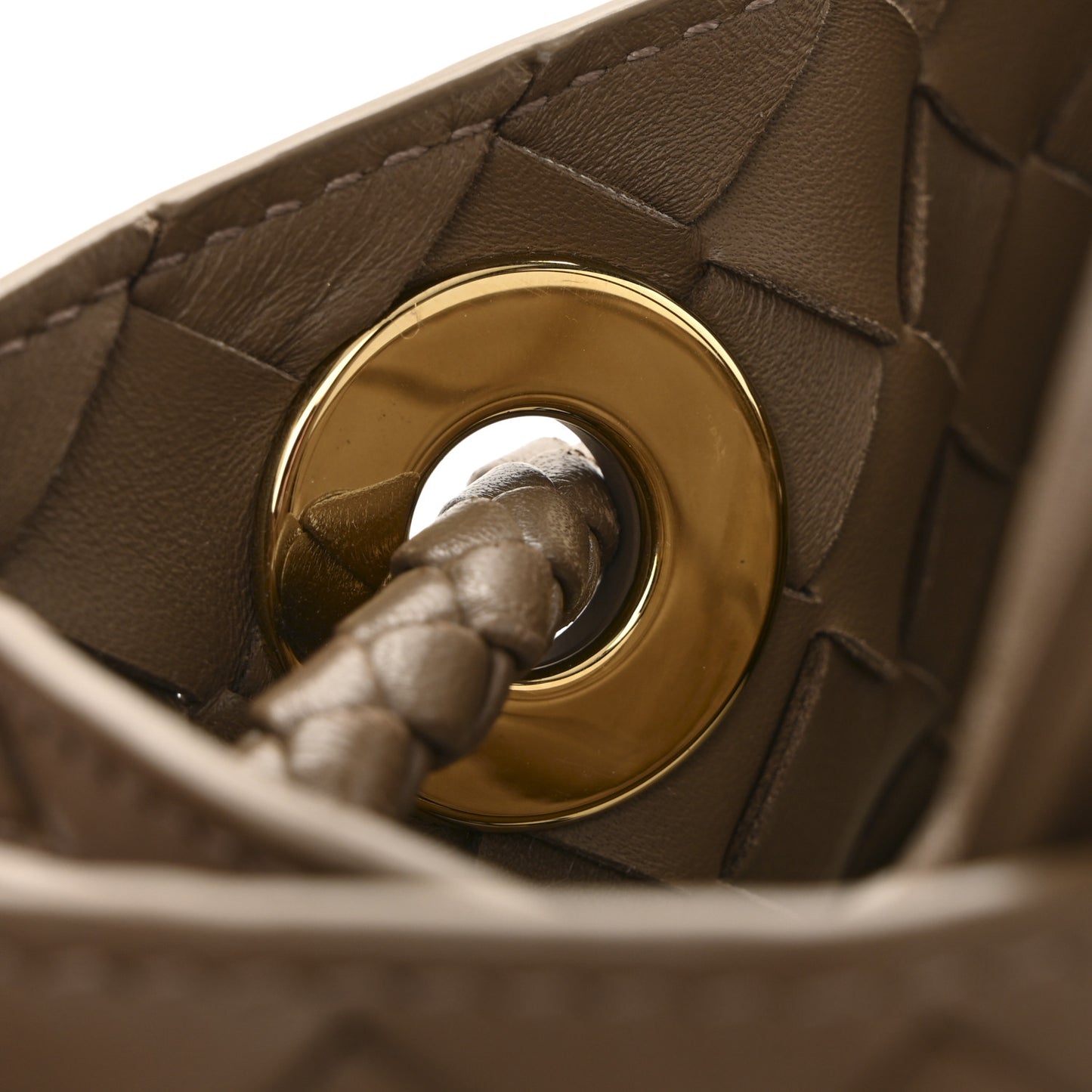Nappa Intrecciato Small Andiamo Shoulder Bag Taupe Grey