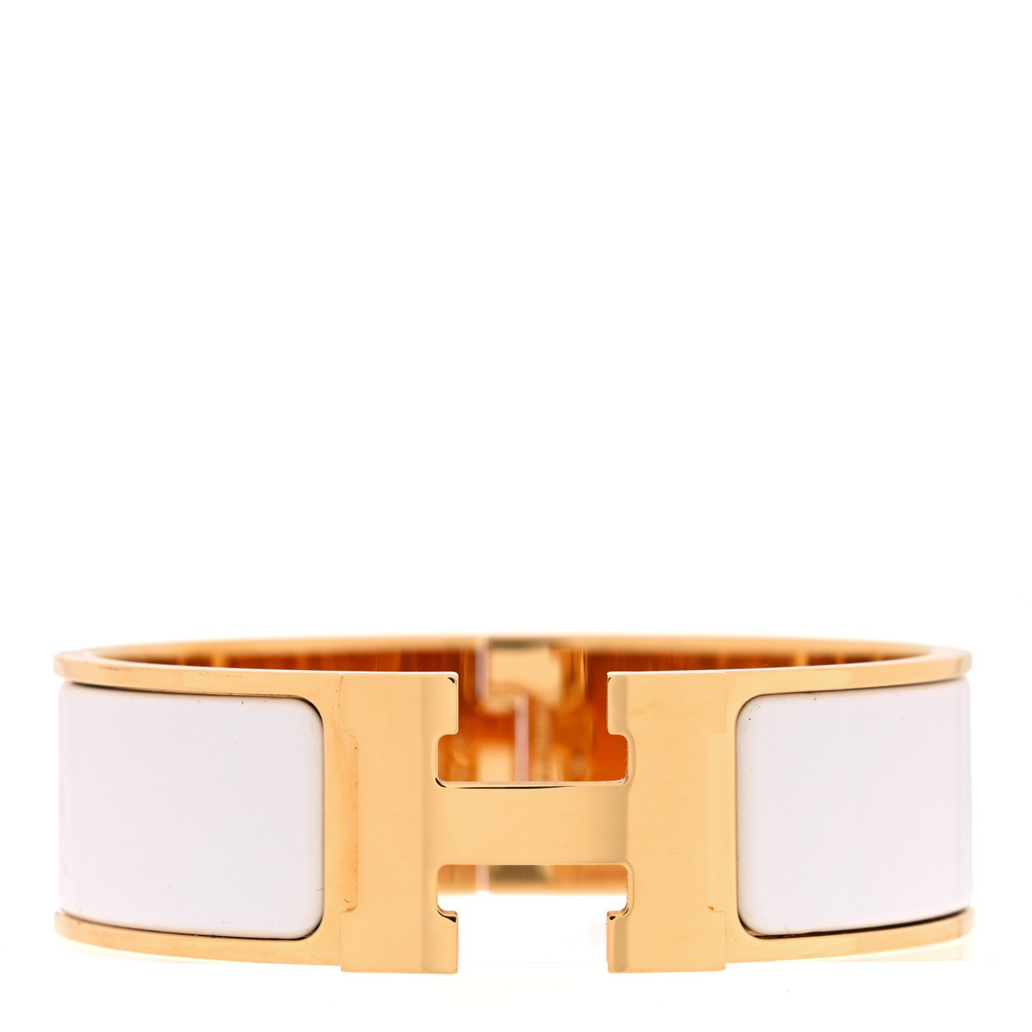 Enamel Wide Clic Clac H Bracelet PM White