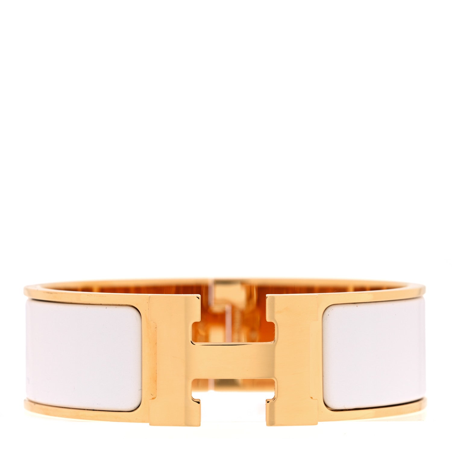 Hermes Enamel Wide Clic Clac H Bracelet PM White 1 of 4