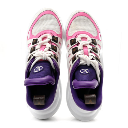 Louis Vuitton Calfskin Technical Nylon LV Archlight Sneakers 38 White Pink Purple 2 of 9