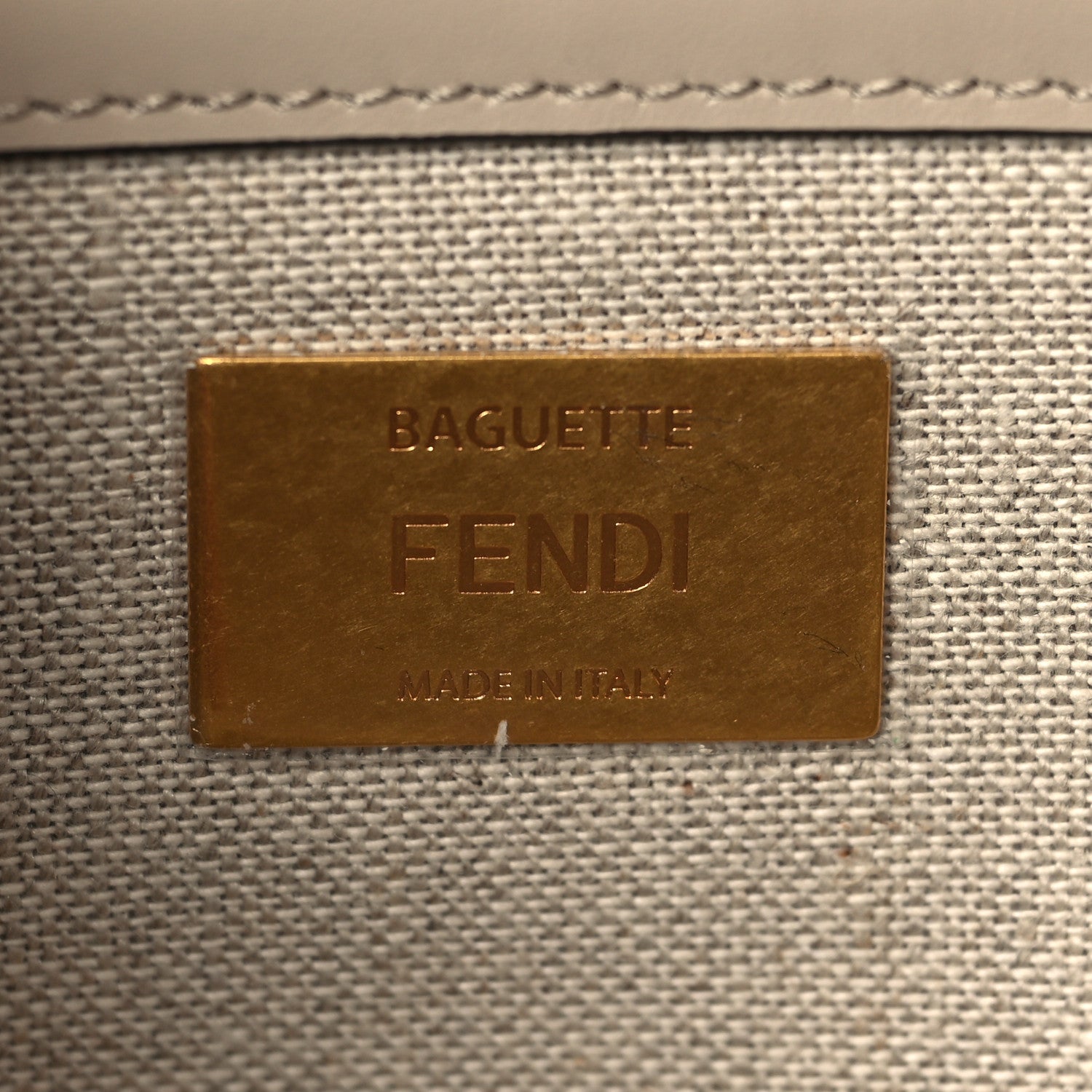 Fendi Canvas Vitello King FF Embroidered Baguette Grezzo White Nuvola 6 of 10