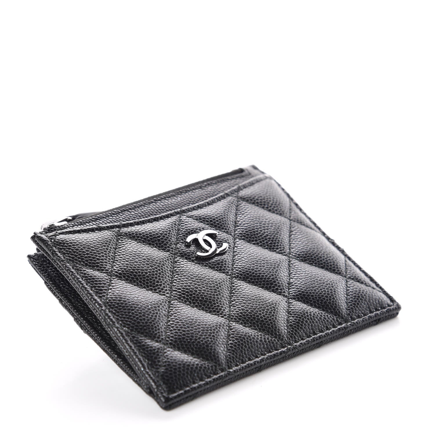 Chanel Iridescent Caviar Quilted CC Zip Card Holder Black 4 of 8