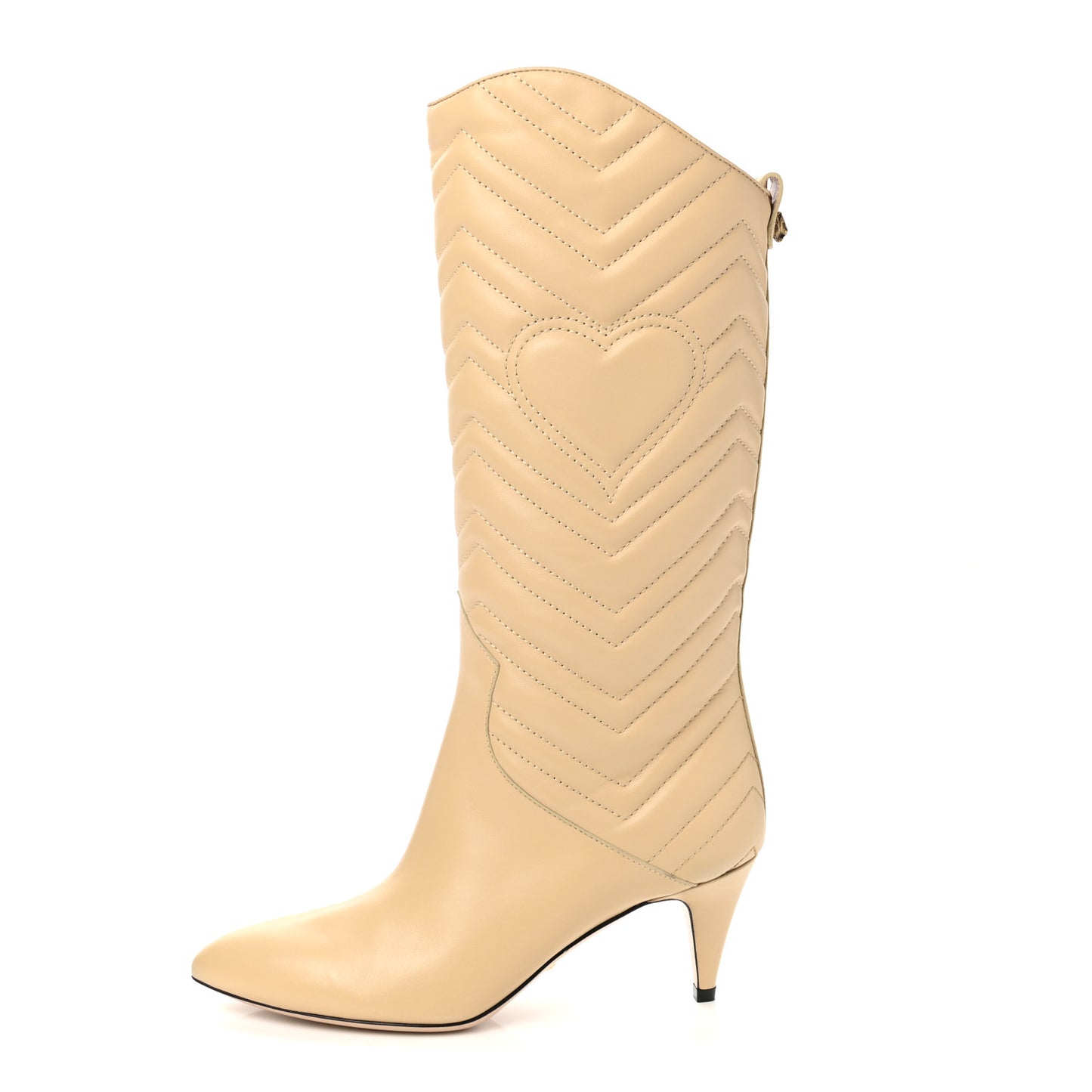 Nappa Matelasse Nina Low Heel Pointy Boots 37 Sand Storm