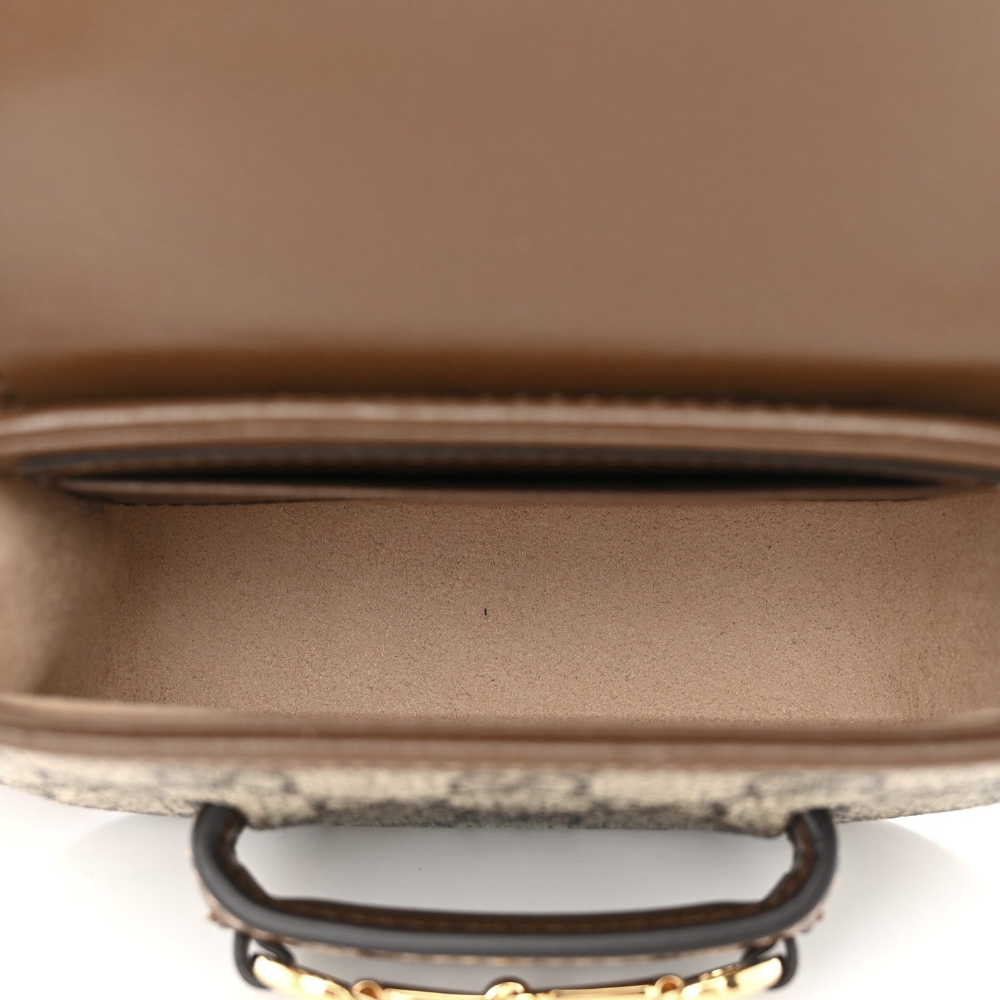 GG Supreme Monogram Azalea Calfskin Web Horsebit 1955 Wallet On Strap Beige Ebony Brown Sugar