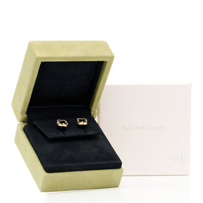 Van Cleef & Arpels 18K Yellow Gold Black Onyx Sweet Alhambra Earrings 5 of 5