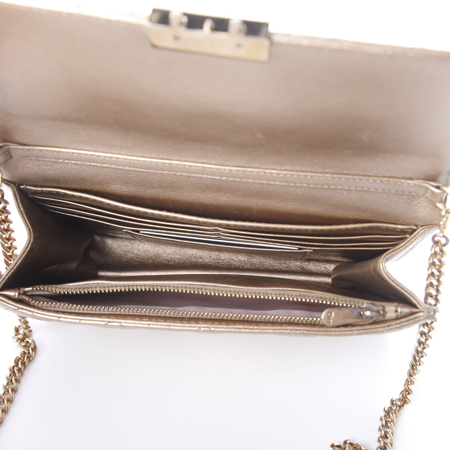 Christian Dior Metallic Lambskin Cannage Miss Dior Promenade Pouch Gold 5 of 9