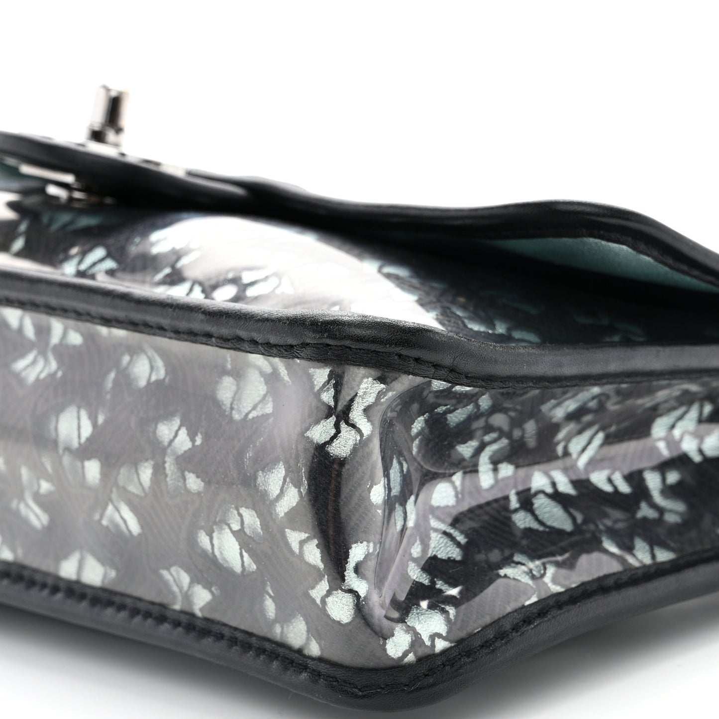 Metallic Lambskin PVC Star Medium Single Flap Blue Black