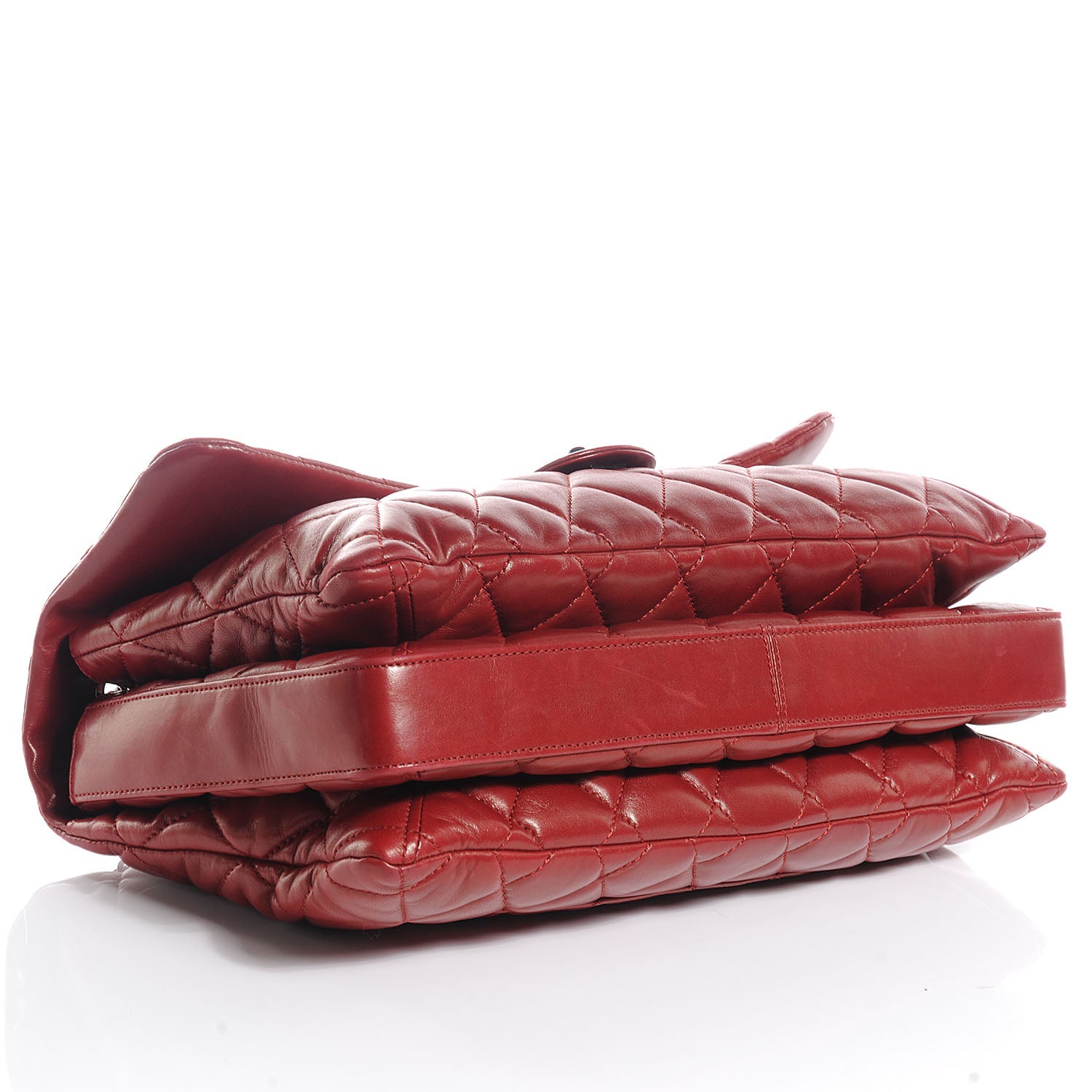 Chanel Lambskin Maxi Quilted 3 Flap Bag Dark Red 4 of 8