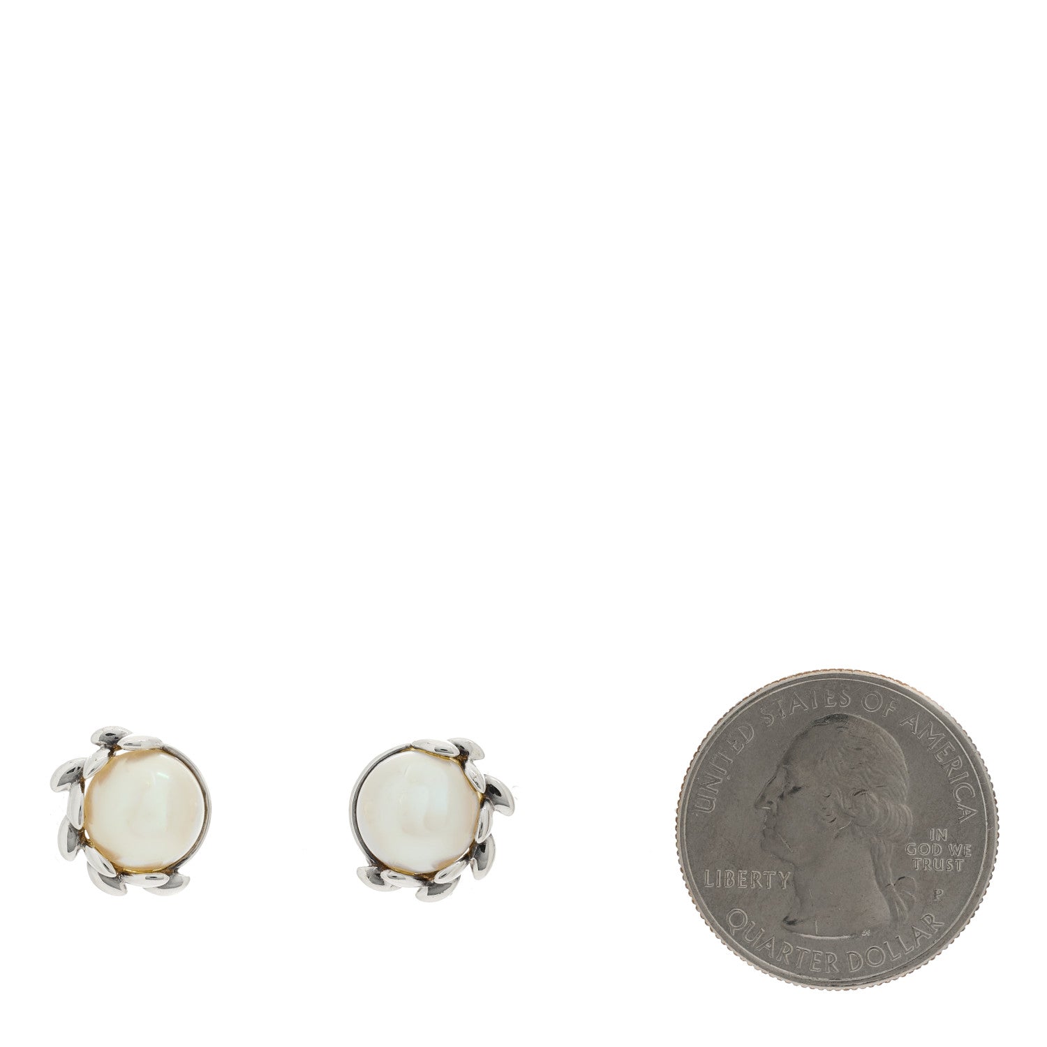 Tiffany Sterling Silver Pearl Paloma Picasso Olive Leaf Earrings 2 of 4