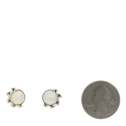 Tiffany Sterling Silver Pearl Paloma Picasso Olive Leaf Earrings 2 of 4