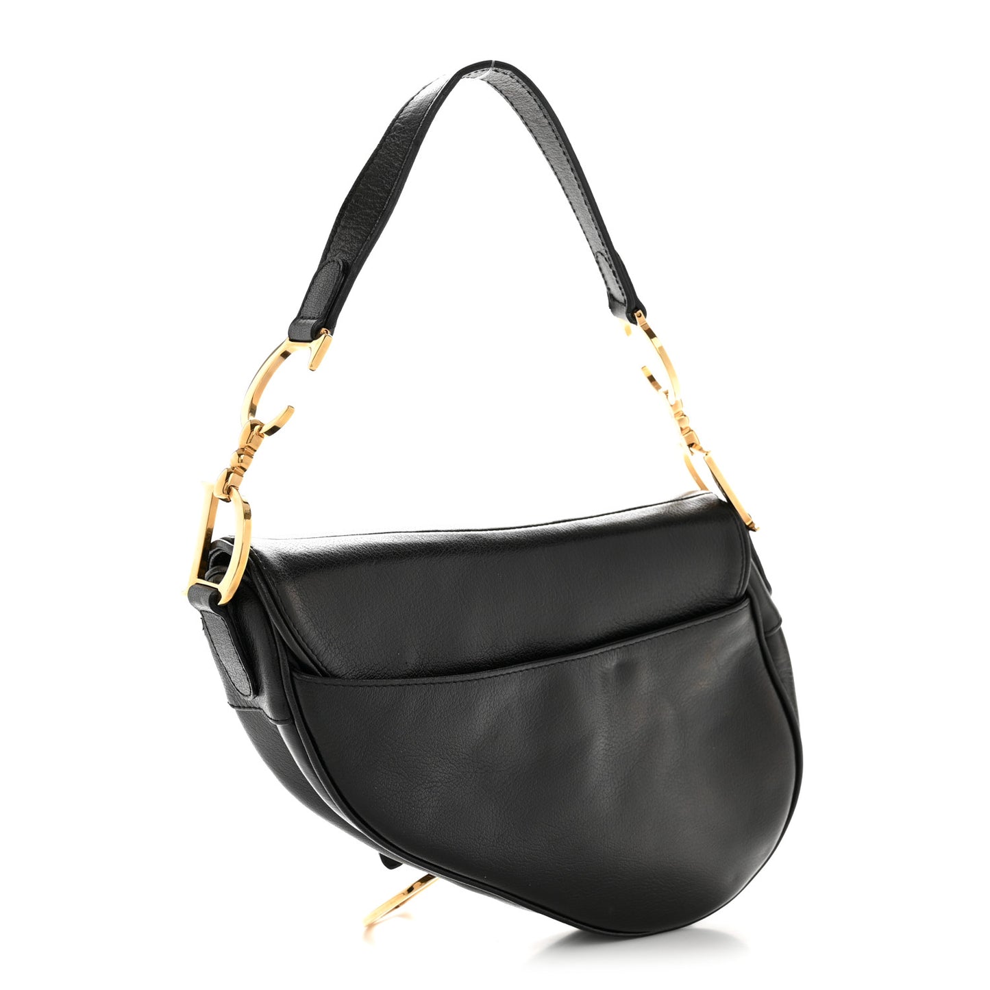 Shiny Goatskin  Saddle Bag Black