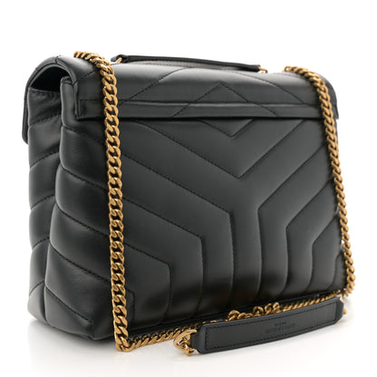 Saint Laurent Calfskin Y Quilted Monogram Small Loulou Chain Satchel Black 3 of 13