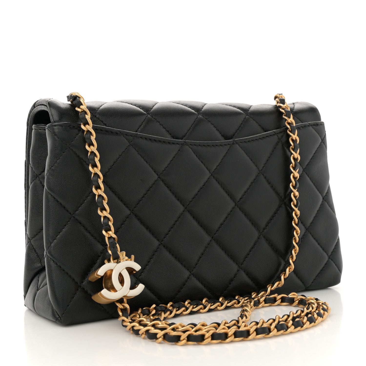 Chanel Shiny Lambskin Quilted Enamel CC Small Flap Black 3 of 10