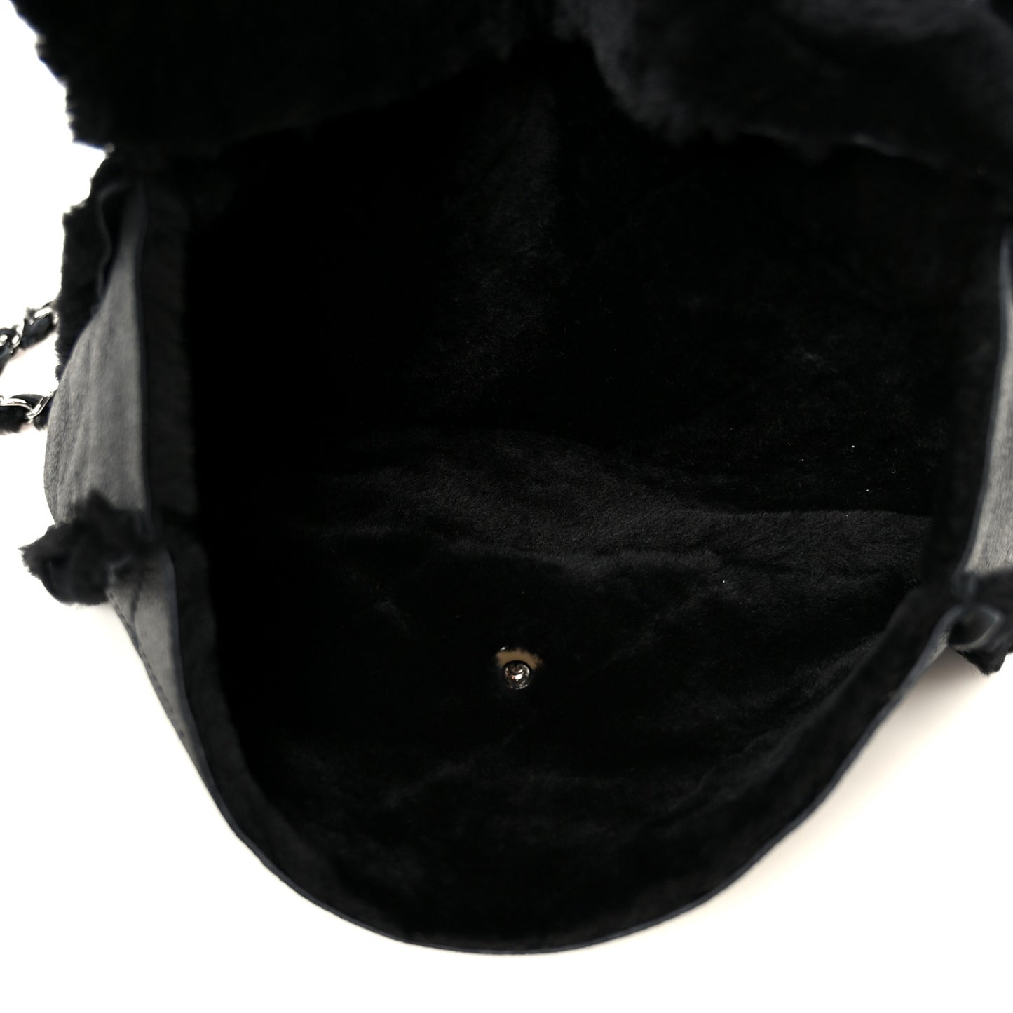 Shearling Quilted Medium Single Flap Black