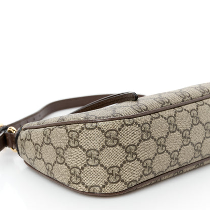 Gucci GG Supreme Monogram Textured Dollar Calfskin Small Ophidia Hobo Beige Ebony New Acero 10 of 12