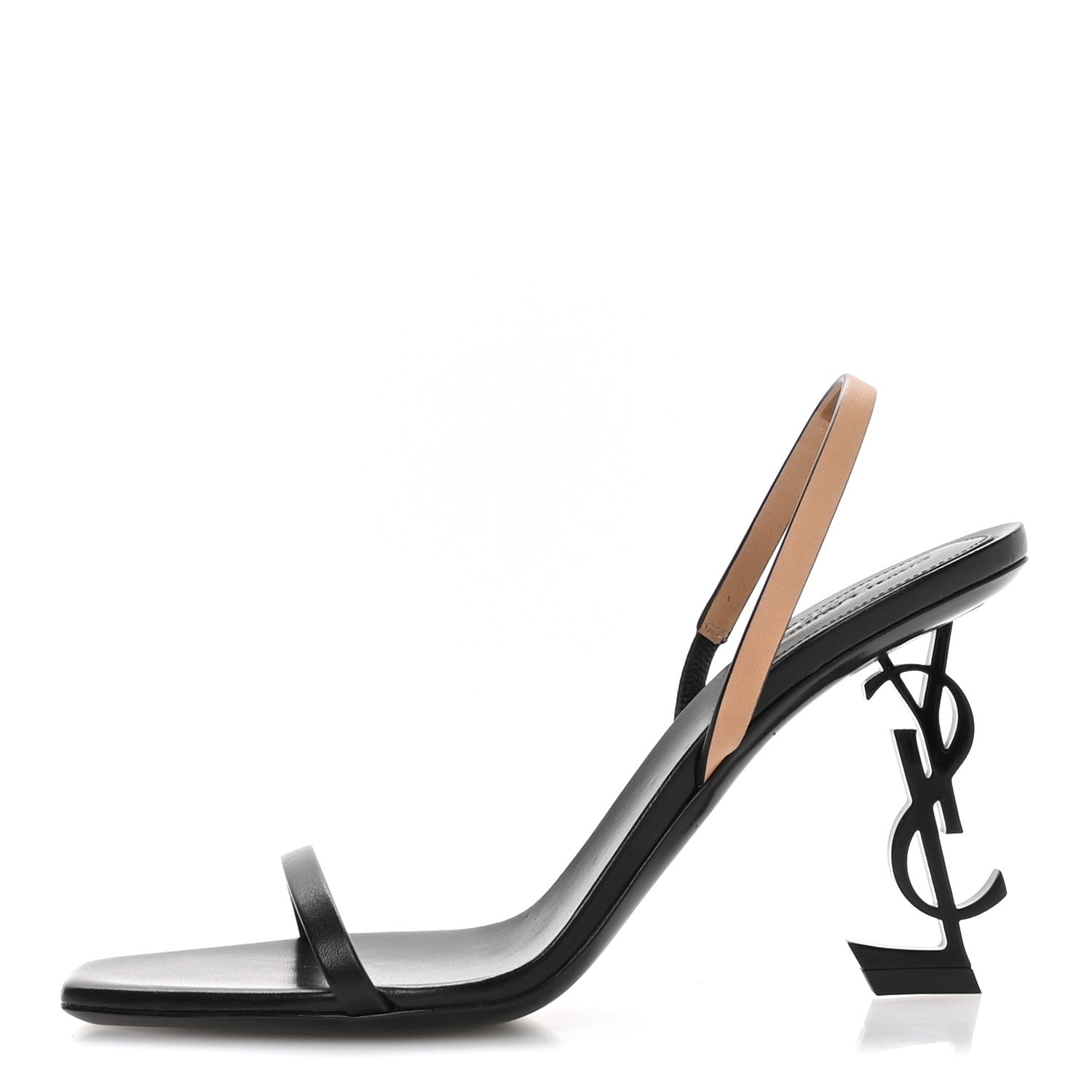 Saint Laurent Calfskin Cassandra 85 Sandals 37.5 Black Gold Brown 1 of 9