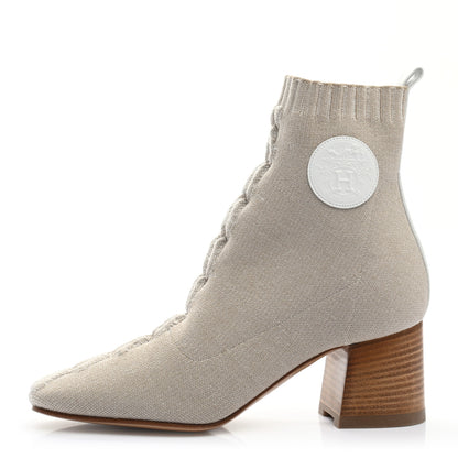 Hermes Knit Calfskin Volver 60 Ankle Boots 35.5 Nocciola 1 of 7