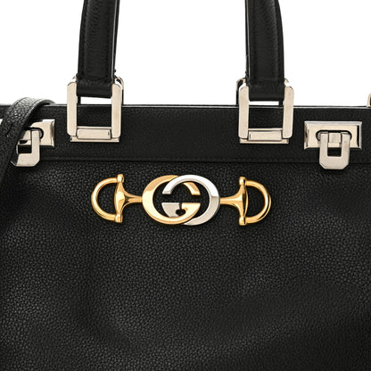 Gucci Grainy Calfskin Small Zumi Top Handle Bag Black 8 of 10