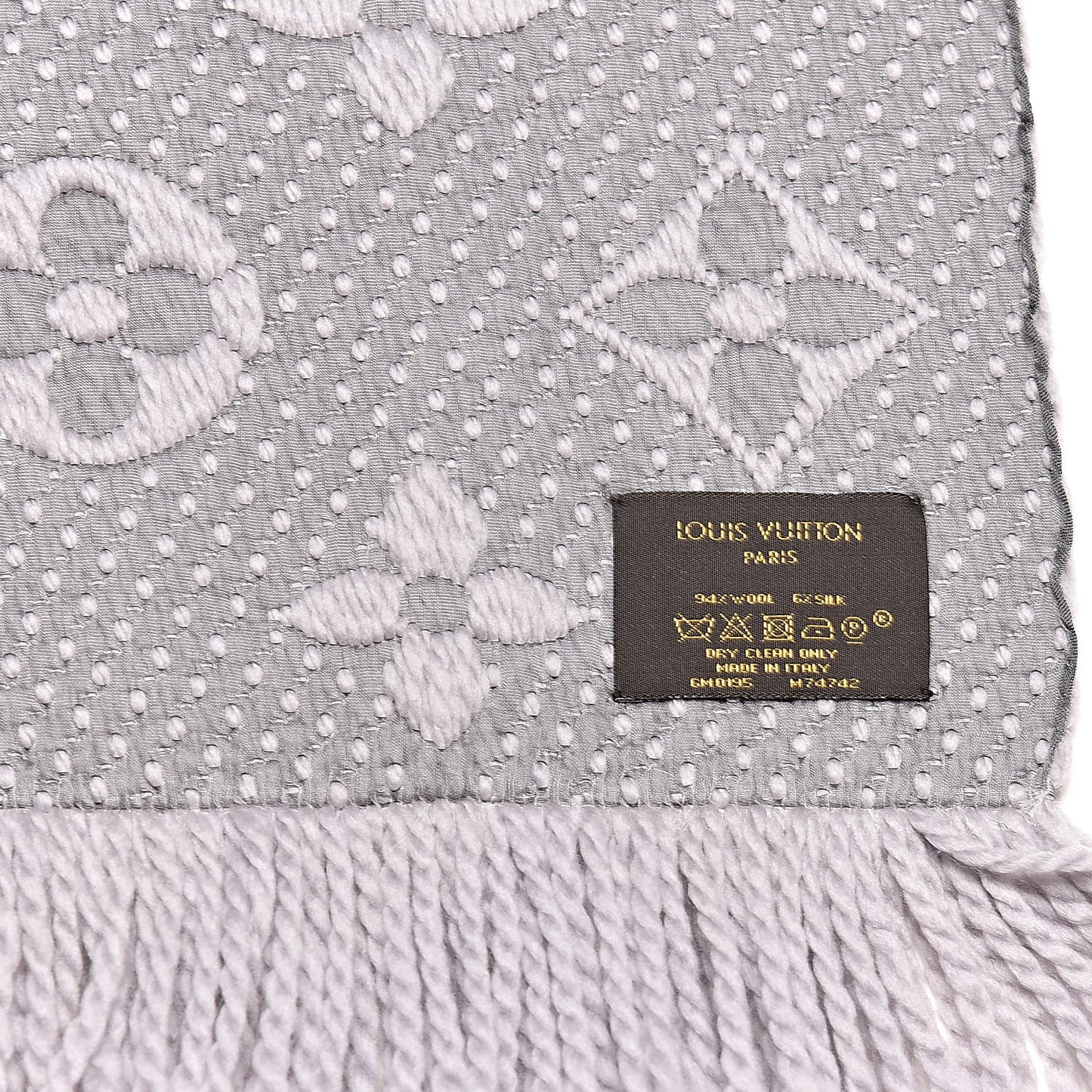 Wool Silk Logomania Scarf Pearl Grey
