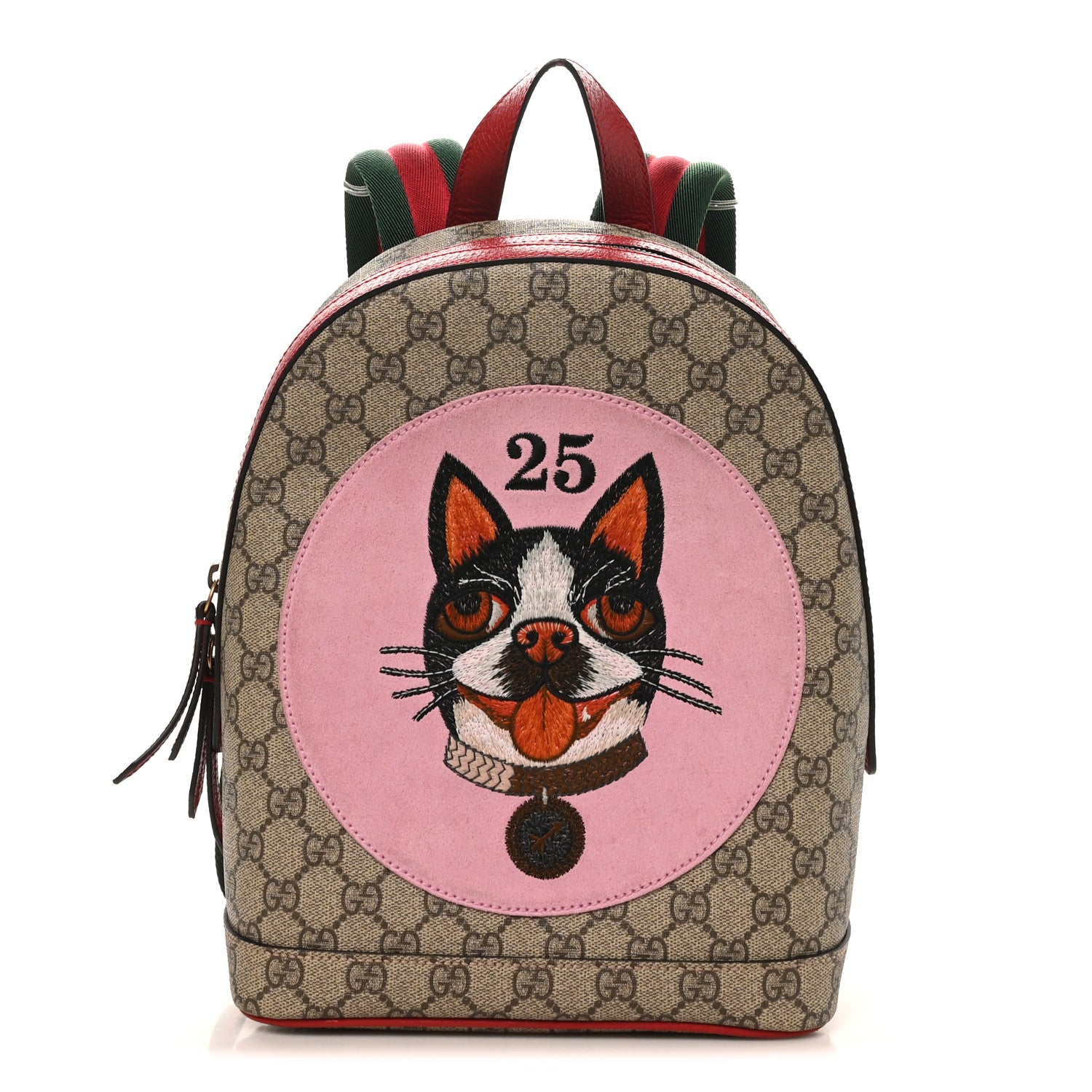 Gucci GG Supreme Monogram Web Bosco Patch Dome Backpack Beige Malva Hibiscus Red 1 of 10