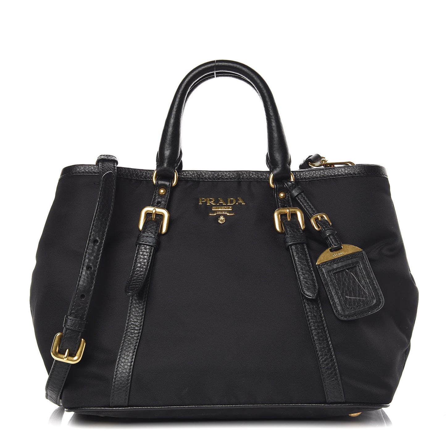 Tessuto Nylon Vitello Daino Tote Black